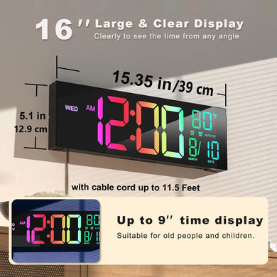 Digital RGB LED Clock with Temperature & Date Display